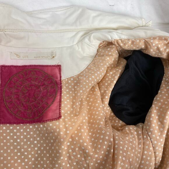 Blue Willi's Life Jacket Women M Cream Studs Embroidered Coat of Arms Style Back - Picture 7 of 13